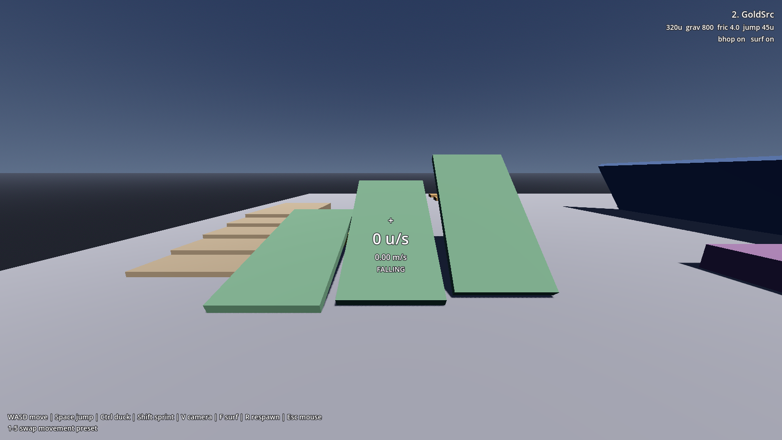 Three ramps at 15, 30 and 44 degrees