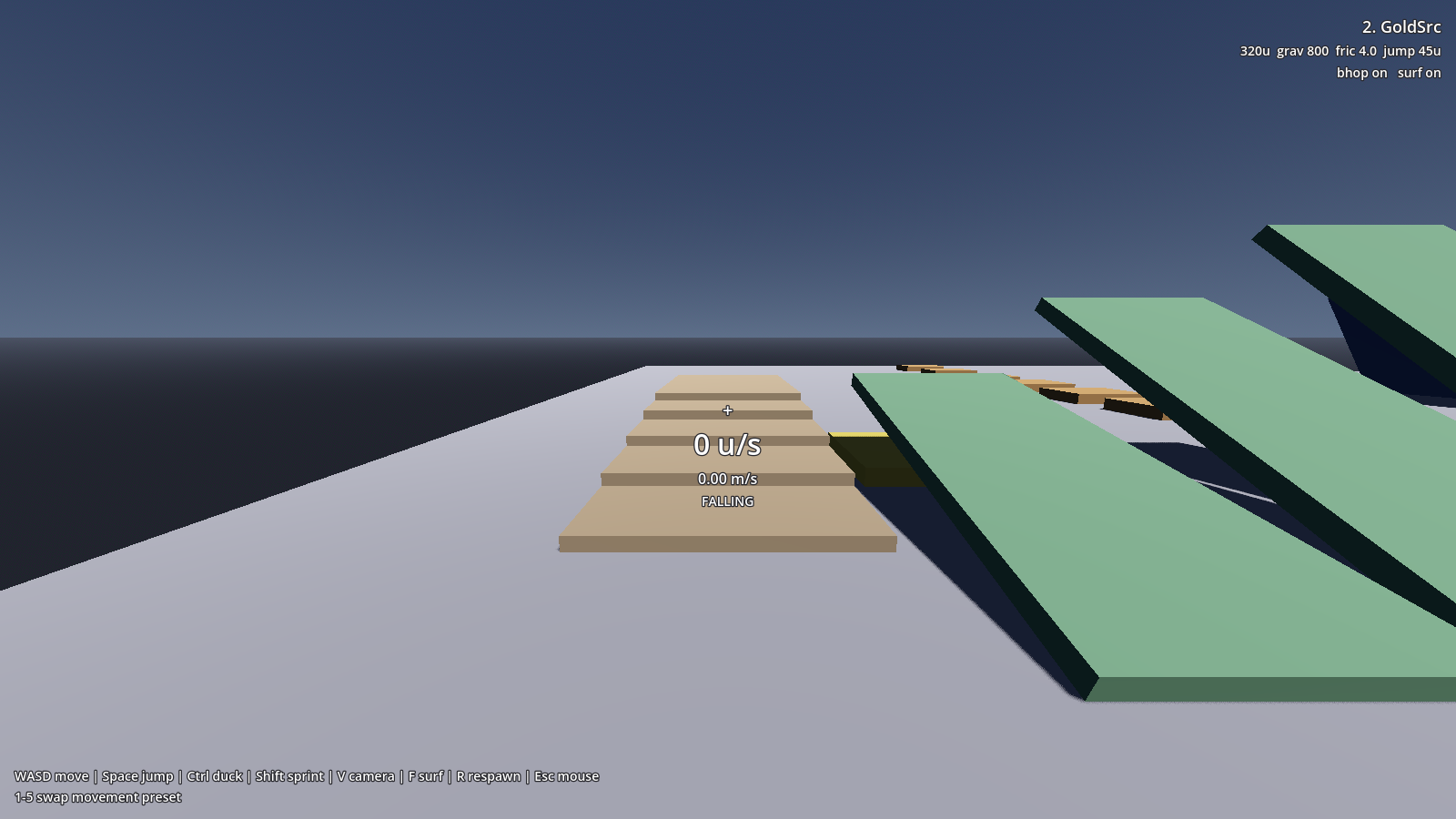 The staircase, five risers to a landing