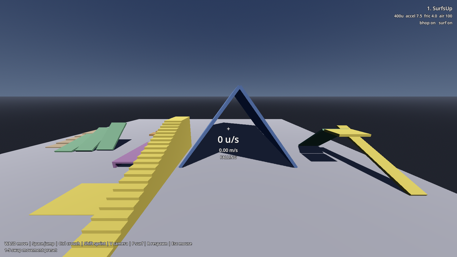The surf ramp, a peak with two sloped faces